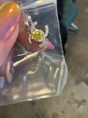 Yellow Crystal Turtle Pendant Necklace - Unbranded